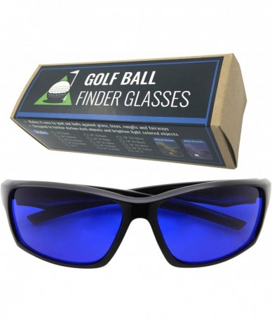 Round Tinted Golf Ball Finder Glasses - Sporty Blue Lens- Wrap Around Sunglasses - Black - CV188A0GLW7 $26.03