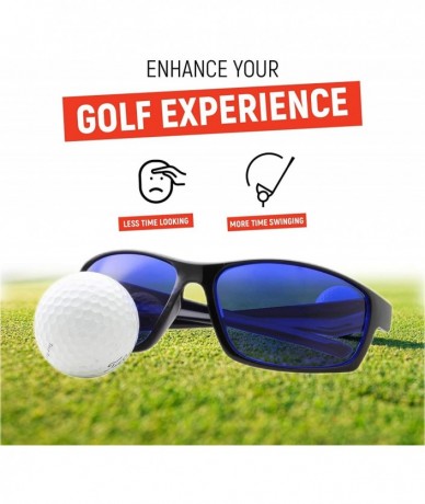 Round Tinted Golf Ball Finder Glasses - Sporty Blue Lens- Wrap Around Sunglasses - Black - CV188A0GLW7 $26.03