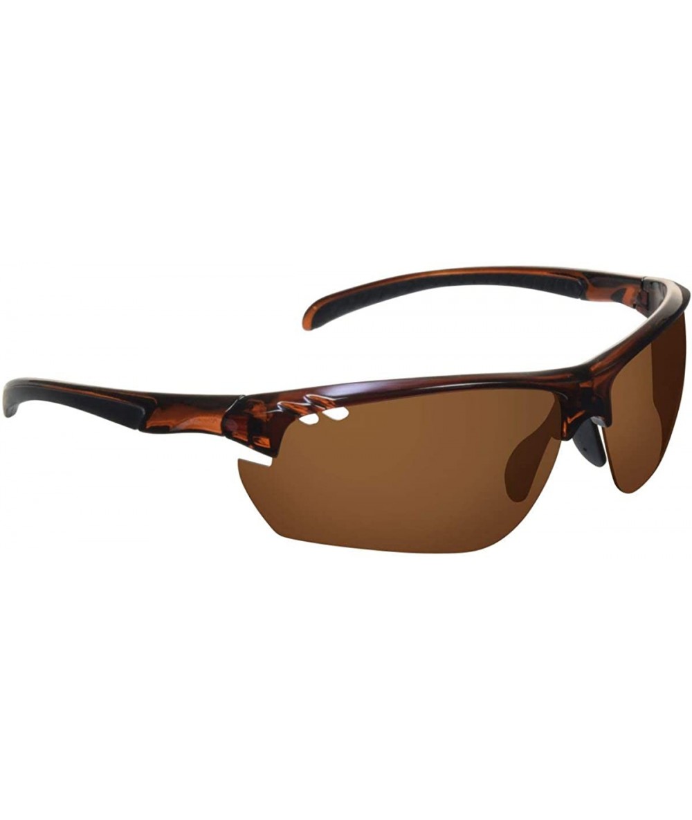 Wrap Polarized Sport Sunglasses Adjustable Nose Piece Fishing Cycling Golf - Brown Brown - CJ193K8SUS2 $31.26