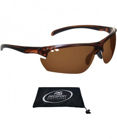 Wrap Polarized Sport Sunglasses Adjustable Nose Piece Fishing Cycling Golf - Brown Brown - CJ193K8SUS2 $31.26