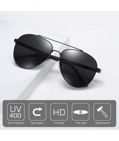 Goggle Men Pilot Polarized Sunglasses Vintage Metal Driver Mirror Sun Glasses Male Female Goggle UV400 - C3bule Mirror - CE19...