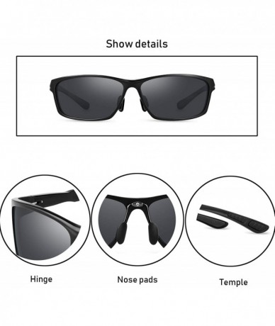 Rectangular Polarized Sunglasses for Men and Women - Al-Mg Metal Frame Ultra Light 100% UV Blocking Sports Sun glasses - C319...