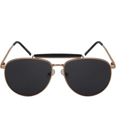 Aviator Classic Metal Aviator Sunglasses for Men Women 5147-FLAP - Gold Frame/Grey Lens - CX18I23XZU8 $19.09