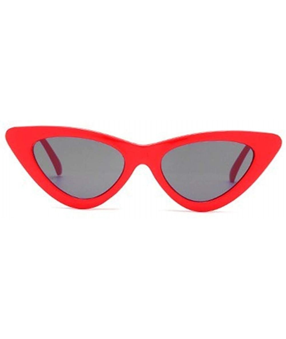 Cat Eye Women Girls Summer UV Protection Cat Eyes Sunglasses Mirrored Flat Lenses Eyeglasses - Red - CR18RK56RH8 $16.80