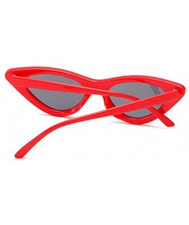 Cat Eye Women Girls Summer UV Protection Cat Eyes Sunglasses Mirrored Flat Lenses Eyeglasses - Red - CR18RK56RH8 $16.80