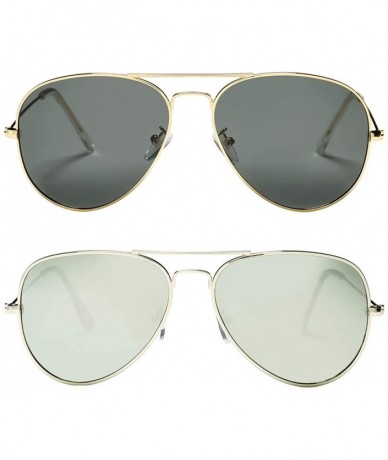 Round Classic Polarized Aviator Sunglasses for Men and Women UV400 Protection - C1184DW9KRL $35.51