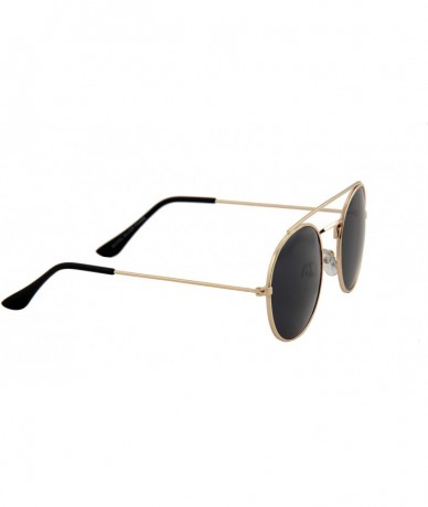 Oversized Unisex Sunglasses Double Bridge Round Metal Frame Double Bridge Tinted - Gold Frame/ Black Lens - CG18LSON7DE $19.58