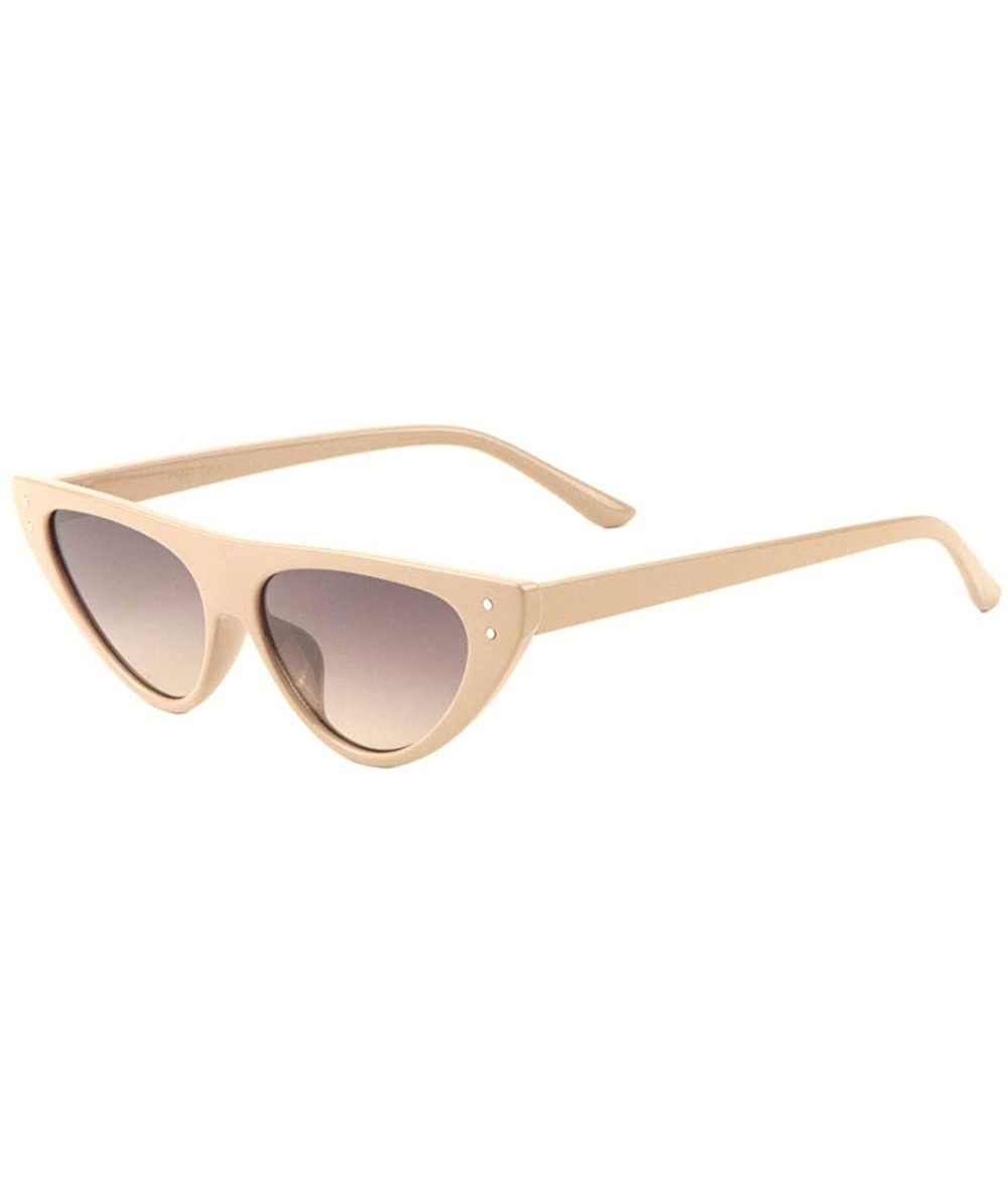 Cat Eye Flat Top Cat Eye Two Dot Cat Eye Sunglasses - Cream - CY1985YRYUU $25.83