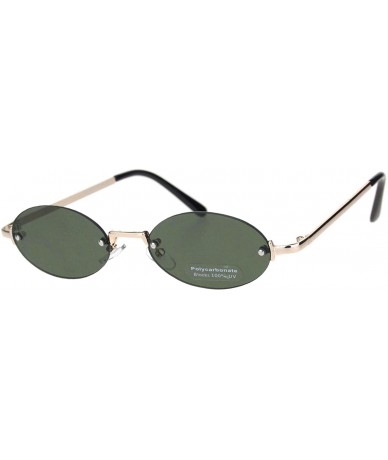 Rimless Rimless Oval Shape Sunglasses Unisex Trendy Fashion Metal Frame UV 400 - Gold (Dark Green) - CO18SXDX0DG $20.58