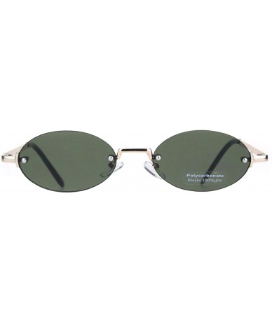 Rimless Rimless Oval Shape Sunglasses Unisex Trendy Fashion Metal Frame UV 400 - Gold (Dark Green) - CO18SXDX0DG $20.58