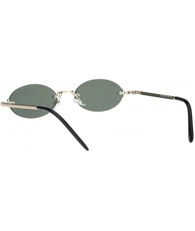 Rimless Rimless Oval Shape Sunglasses Unisex Trendy Fashion Metal Frame UV 400 - Gold (Dark Green) - CO18SXDX0DG $20.58