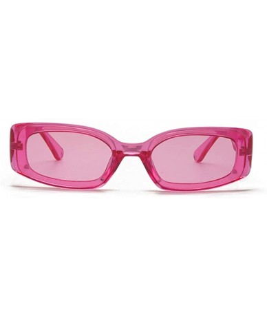 Rectangular Trendy Rectangle Sunglasses Small Plastic Frame Colored Lens - Rose Pink - C018ANAMD62 $20.45