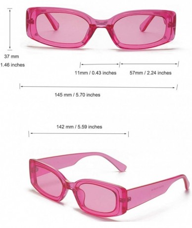 Rectangular Trendy Rectangle Sunglasses Small Plastic Frame Colored Lens - Rose Pink - C018ANAMD62 $20.45