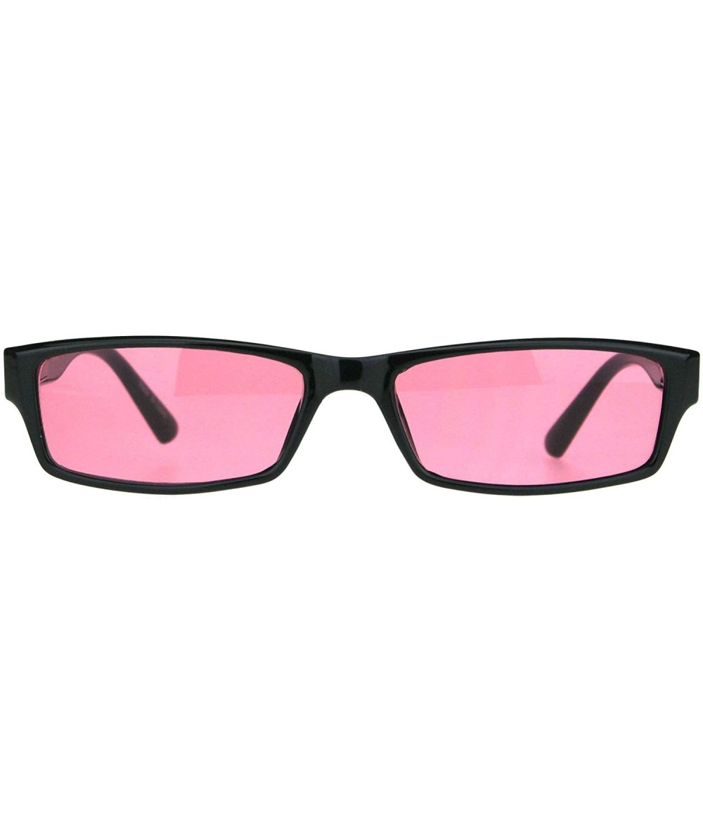 Rimless Mens Hippie Pimp Color Lens Narrow Rectangular Black Frame Sunglasses - Pink - CQ18IIMC7ZM $18.62