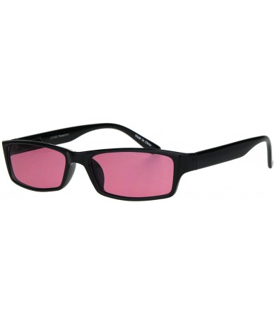 Rimless Mens Hippie Pimp Color Lens Narrow Rectangular Black Frame Sunglasses - Pink - CQ18IIMC7ZM $18.62