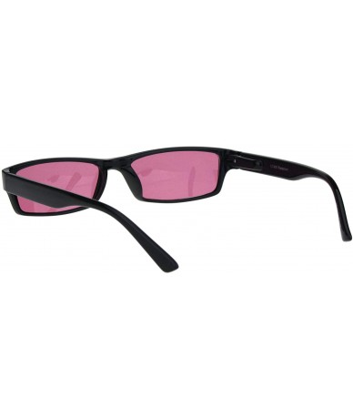 Rimless Mens Hippie Pimp Color Lens Narrow Rectangular Black Frame Sunglasses - Pink - CQ18IIMC7ZM $18.62