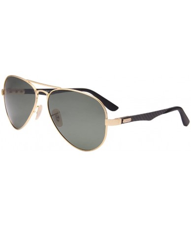 Aviator Polarized Womens Mens Aviator Metal Fashion Sunglasses UV Protection J808T - Gold Gun - CL1858T2DG7 $58.35