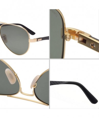 Aviator Polarized Womens Mens Aviator Metal Fashion Sunglasses UV Protection J808T - Gold Gun - CL1858T2DG7 $58.35