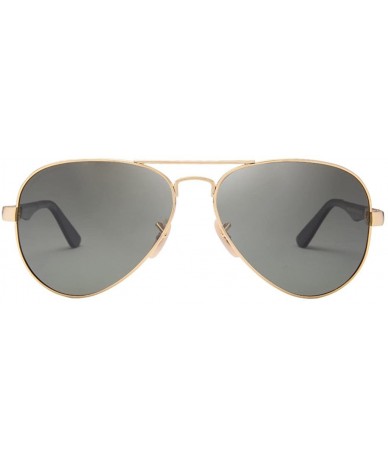 Aviator Polarized Womens Mens Aviator Metal Fashion Sunglasses UV Protection J808T - Gold Gun - CL1858T2DG7 $58.35