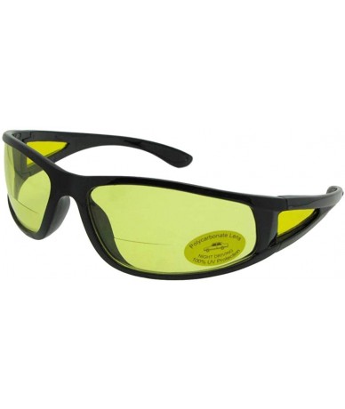 Wrap Wrap Around Non Polarized Yellow Lens Bifocal Sunglasses B131 - Shiny Black Frame - C618Z8LCSN2 $29.81