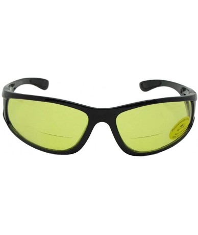 Wrap Wrap Around Non Polarized Yellow Lens Bifocal Sunglasses B131 - Shiny Black Frame - C618Z8LCSN2 $29.81