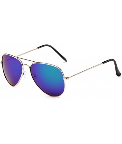 Wrap Classic Aviator Flat Lens Sunglasses For Women And Men Metal Frame - Gold Frame/Green Mirrored Lens - C518HCHAOIQ $17.04