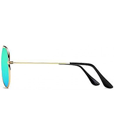 Wrap Classic Aviator Flat Lens Sunglasses For Women And Men Metal Frame - Gold Frame/Green Mirrored Lens - C518HCHAOIQ $17.04