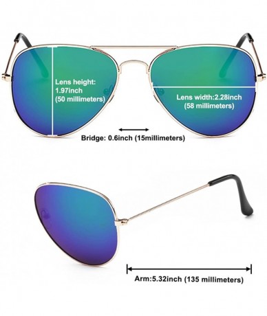 Wrap Classic Aviator Flat Lens Sunglasses For Women And Men Metal Frame - Gold Frame/Green Mirrored Lens - C518HCHAOIQ $17.04