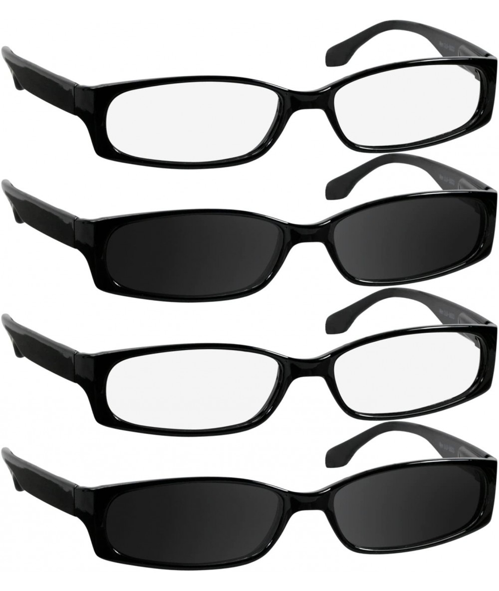 Square Reading Glasses Men Women Dura Tight - 2 Black 2 Sun Black - CB1880I5SAT $35.50