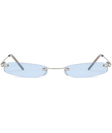 Rimless Vintage Rimless Slim Narrow Small Sunglasses Candy Colored Fashion Eyewear - Blue - C018RMCDLD7 $26.10