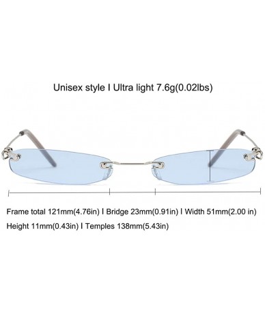 Rimless Vintage Rimless Slim Narrow Small Sunglasses Candy Colored Fashion Eyewear - Blue - C018RMCDLD7 $26.10