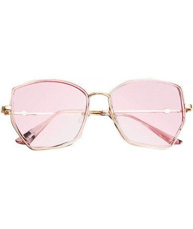 Oversized Unisex Polarized Sunglasses Retro Classic Irregular Sun Protection for Men Women - Pink - CZ18REM4MZD $19.25