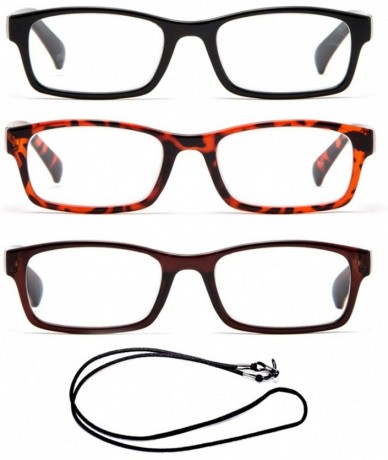 Square Newbee Fashion Squared Reading Glasses - 3 Pack Black- Tortoise & Brown - CS187GL6854 $26.22