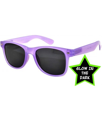 Square Classic Vintage Retro 80's Sunglasses for Mens or Women Colored Frame - Glow in the Dark Smoke Lens Purple - CF11RB0HX...