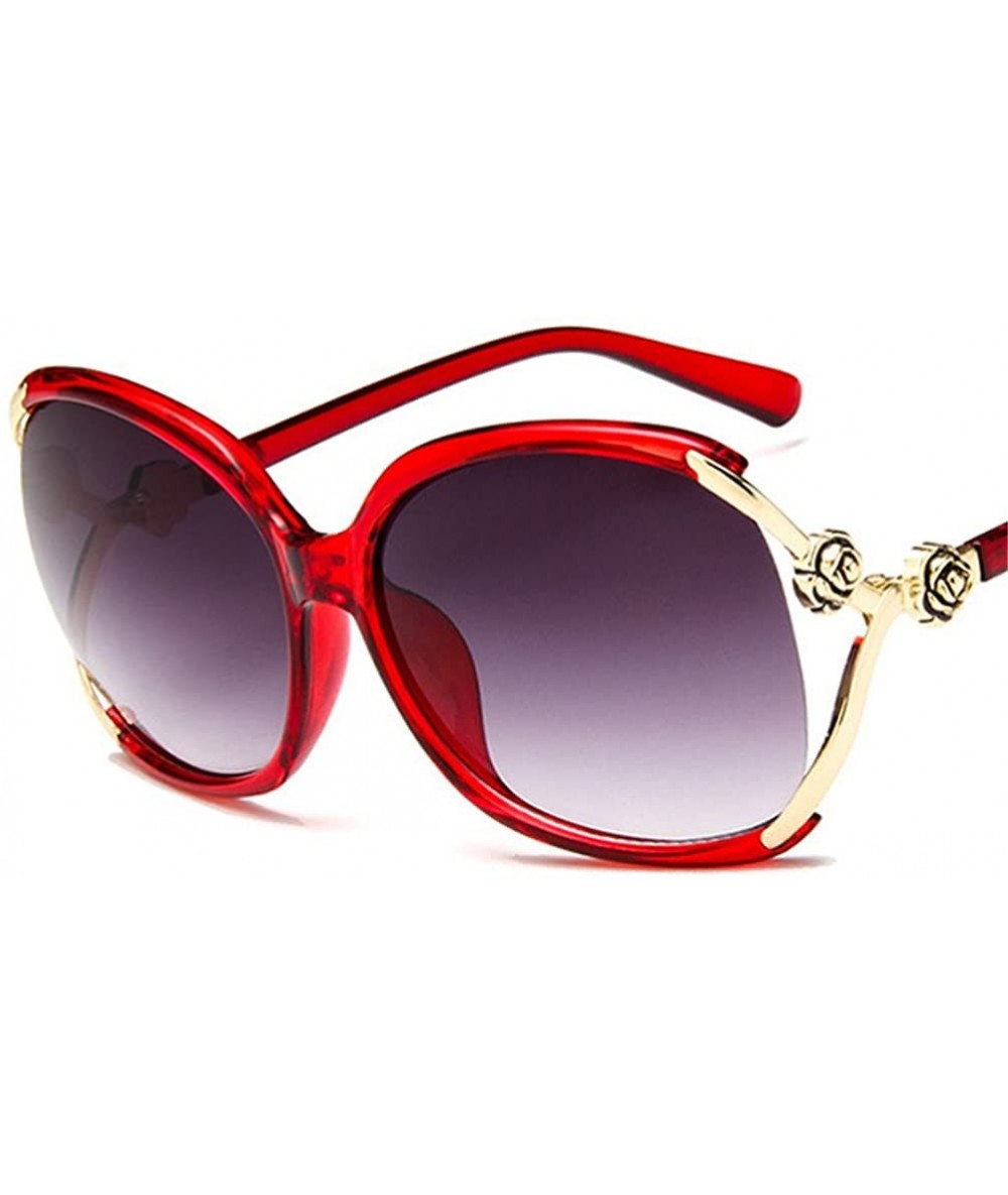 Oversized Sunglasses Women UV Protection Fashion Rimmed Metal Outdoor Travel Summer - Wine Red - CU18G3HK5WU $22.28