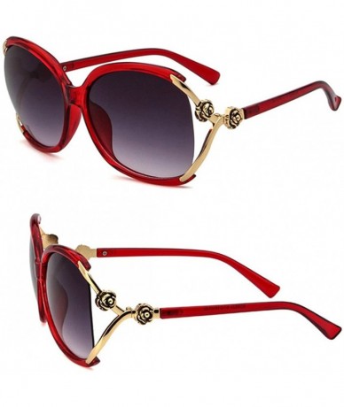 Oversized Sunglasses Women UV Protection Fashion Rimmed Metal Outdoor Travel Summer - Wine Red - CU18G3HK5WU $22.28