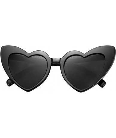 Oversized Heart-Shaped Sunglasses Women Vintage Black Pink Red Heart Shape Sun Glasses - C1 - CM189NN34SS $18.34