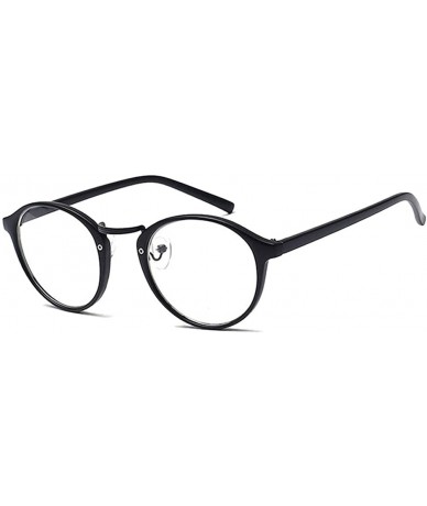 Oval Women Glasses-Retro Fashion Lightweight Black Frame Clear Lenses Glasses - Matte Black - CS18A8AHM6N $17.76