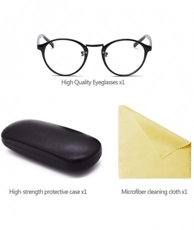 Oval Women Glasses-Retro Fashion Lightweight Black Frame Clear Lenses Glasses - Matte Black - CS18A8AHM6N $17.76