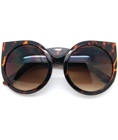 Oversized Round Cat Eye Oversized Sunglasses Thick Vintage Style Frame Women Fashion - Brown - CQ182ONT07C $19.08