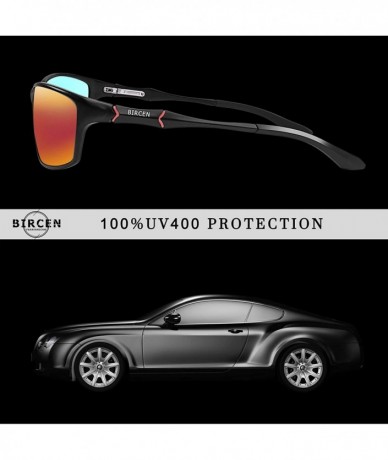 Rectangular Polarized Sunglasses for Men Women UV Protection Driving Golf Fishing Sports Sunglasses - CB196GTYL58 $44.48