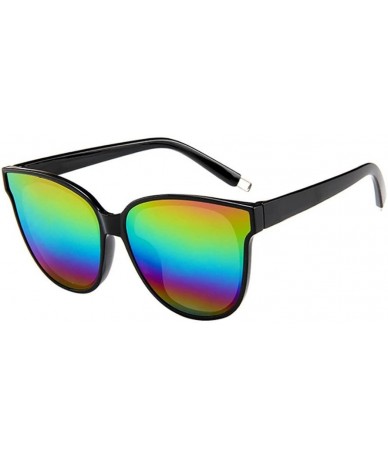 Oversized Fashion Womens Ladies Designer Oversized Flat Top Cat Eye Mirrored Sunglasses (E) - E - CH195NL2THX $15.29