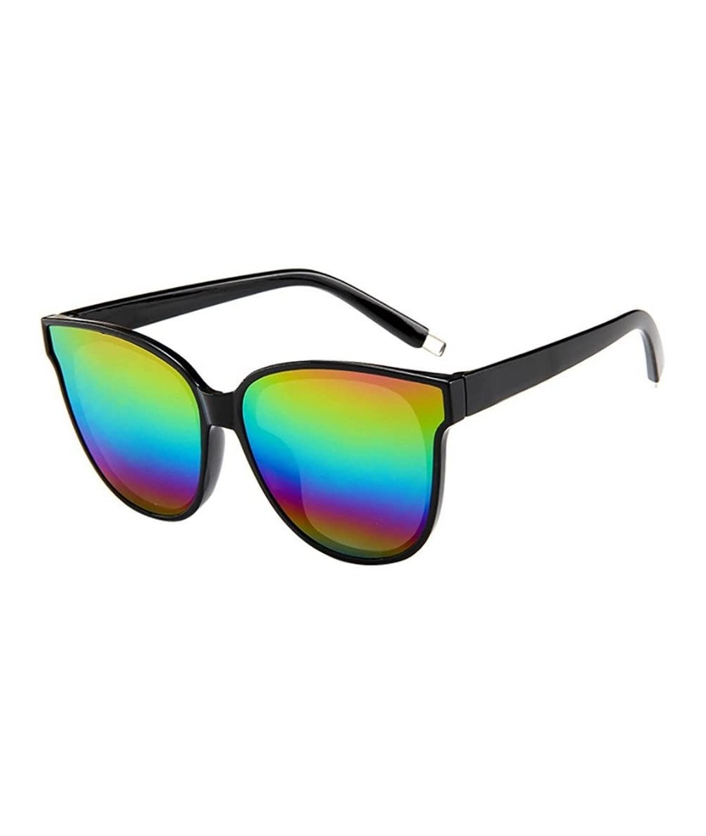 Oversized Fashion Womens Ladies Designer Oversized Flat Top Cat Eye Mirrored Sunglasses (E) - E - CH195NL2THX $15.29