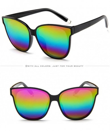 Oversized Fashion Womens Ladies Designer Oversized Flat Top Cat Eye Mirrored Sunglasses (E) - E - CH195NL2THX $15.29