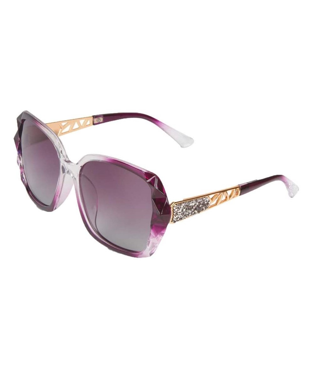 Rectangular Women Polarized Sunglasses Stylish Sports Sun Glasses UV Protection Glasses - Purple - CJ18X5DRI6K $19.31