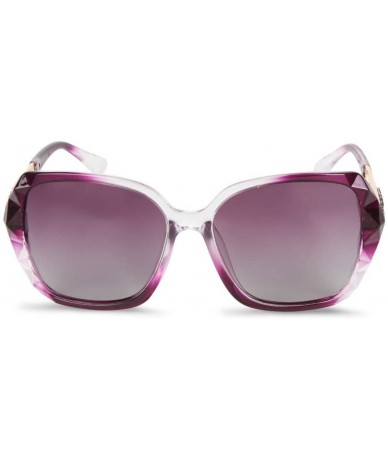 Rectangular Women Polarized Sunglasses Stylish Sports Sun Glasses UV Protection Glasses - Purple - CJ18X5DRI6K $19.31