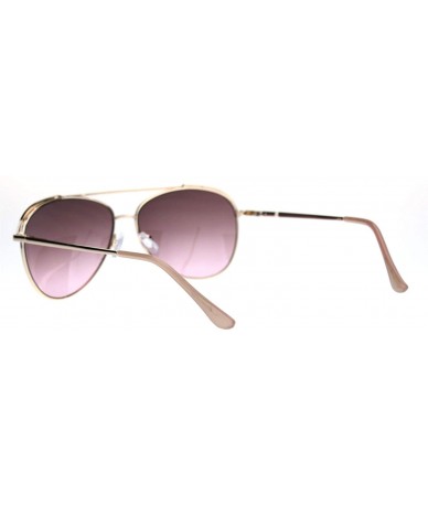 Round Rhinestone Lash Trim Sparkling Bling Womens Officer Style Metal Sunglasses - Rose Gold Pink - CW18QSMQG44 $22.42