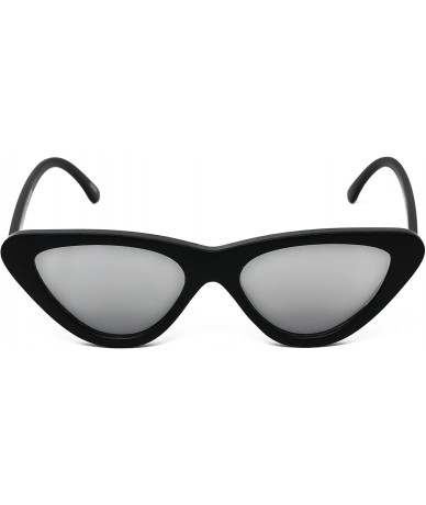 Cat Eye Cat Eye Sunglasses Clout Goggle Sexy Women Exaggerated Slim Frame Colorful Tinted Lens - Matte Black / Mirror - C611H...