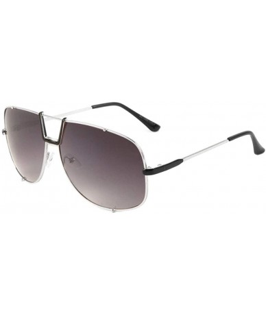 Aviator U Shape Bridge Rim Brackets Modern Square Aviator Sunglasses - Smoke Silver - CR190ISR80T $27.68