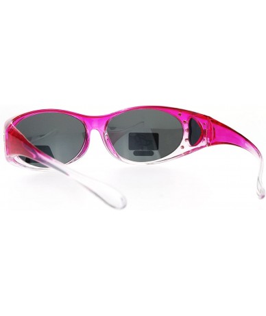 Oval Polarized Fit Over Glass Sunglasses Womens Rhinestone Oval Frame Ombre Colors - Pink - CU188K9IG7W $23.87